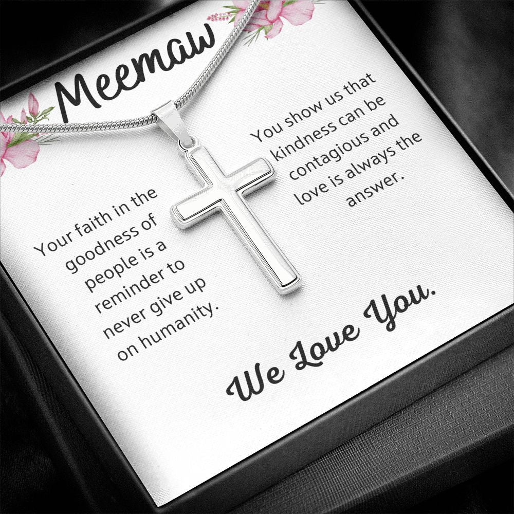 Meemaw  Stainless Steel Cross Necklace