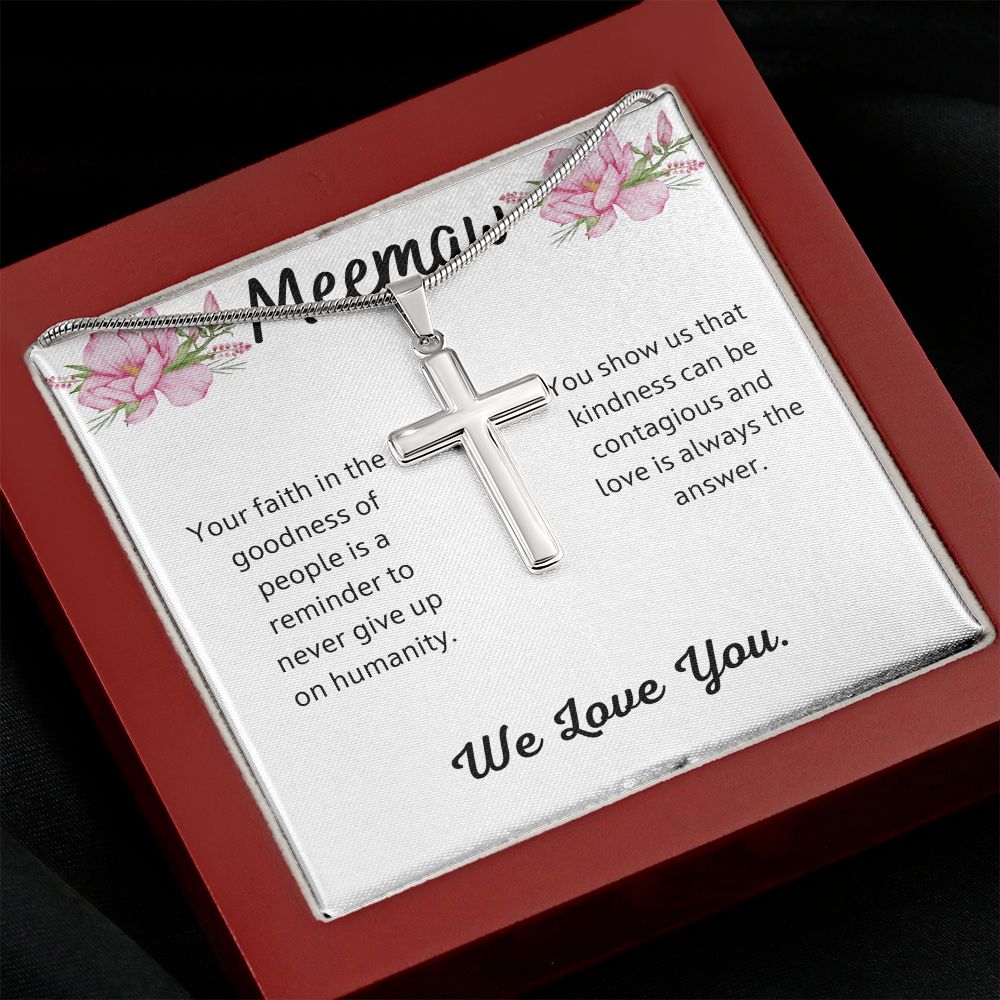 Meemaw  Stainless Steel Cross Necklace